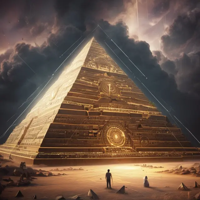 A multi-level marketing pyramid depicting interconnected individuals in OneCoin