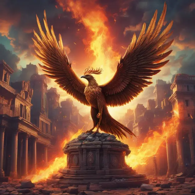 Phoenix rising from the ashes with books, emphasizing the importance of education and staying informed.