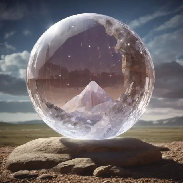 An IASB crystal orb illuminating an onerous contract represented by a heavy, unyielding rock on the balance sheet