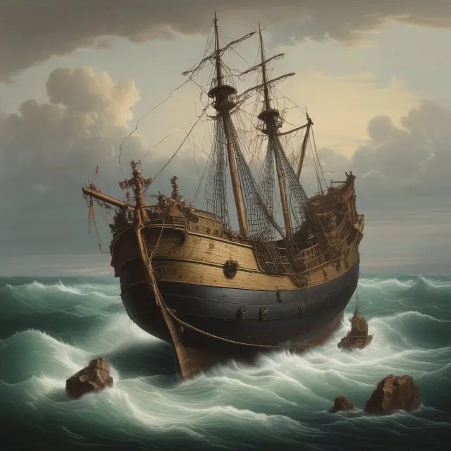 Visualization of an onerous contract represented by an anchor with a heavy stone, emphasizing the burden and financial obligation.