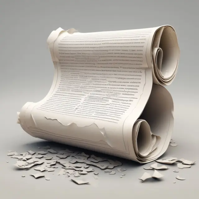 An enormous, tattered scroll representing the difficulties and complications of managing onerous contracts under IFRS regulations.