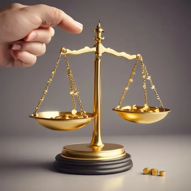 A hand holding a scale, with the other hand releasing golden one-touch option tokens symbolizing cost-effective investments.
