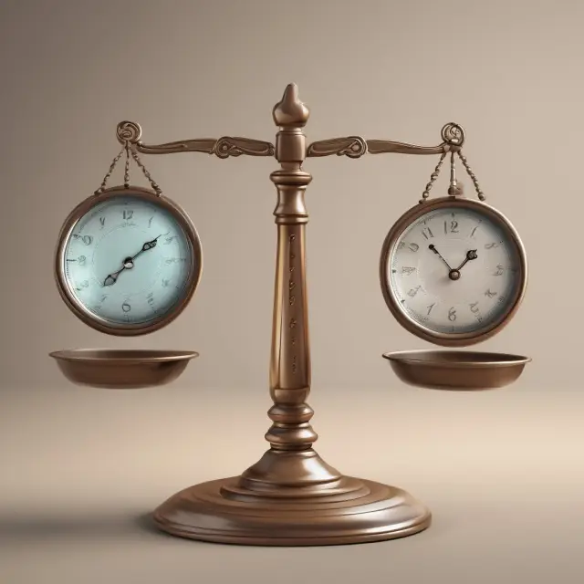 Image of a balance, weighing a steady EUR/USD exchange rate against a target price, as time runs out in an hourglass