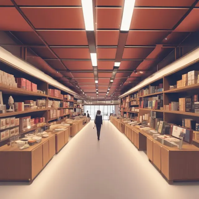 An image of a beautiful bridge connecting a virtual shopping mall to a physical retail store, symbolizing seamless omnichannel commerce