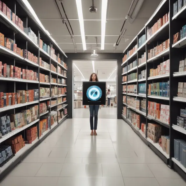 A compass spins between a laptop screen displaying social media ads and a physical storefront, symbolizing O2O commerce marketing strategies