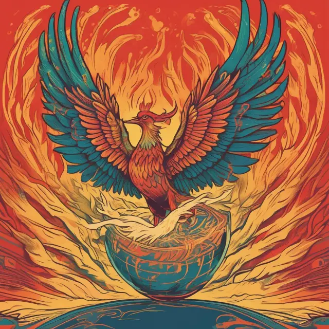 Phoenix rising from a globe, illustrating the Ontario Teachers