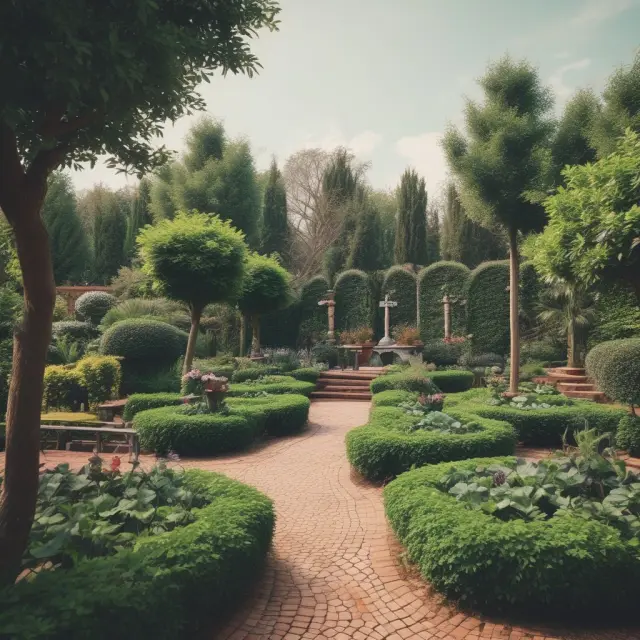 A meticulously maintained garden symbolizes an optimized portfolio, with carefully selected blooming flowers representing high-performing securities amidst lush greenery