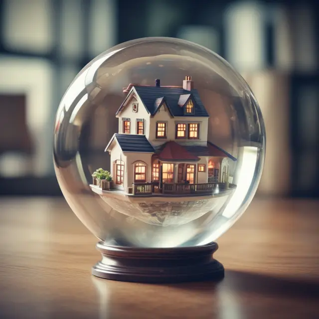 Crystal ball filled with a real estate deal, representing opco