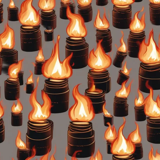 Thirteen flames representing various OPEC countries contributing to the OPEC Basket