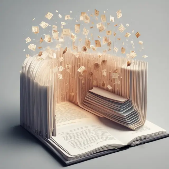 A beautifully opened book reveals a network of interconnected financial data and services, symbolizing the benefits and potential of open banking