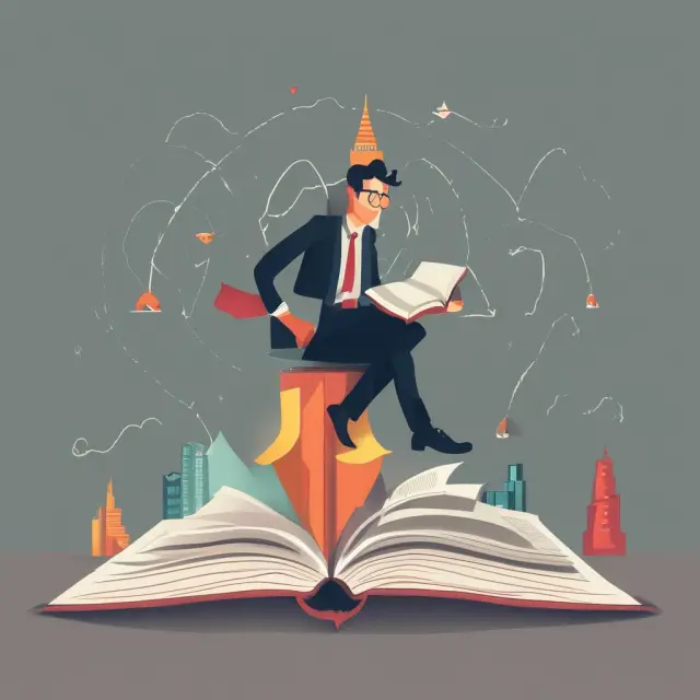 Savvy investor managing a balanced portfolio on an open book, reflecting open-end funds