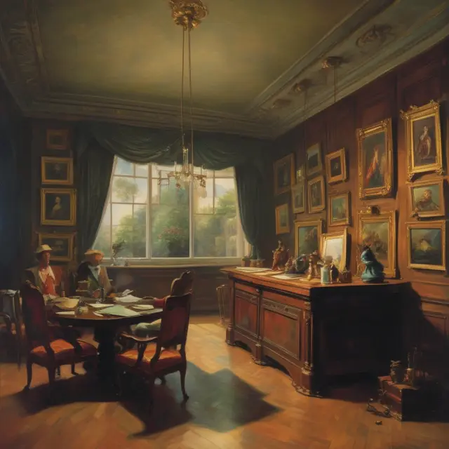 A collection of iconic open-end funds represented as artistic masterpieces, including Fidelity