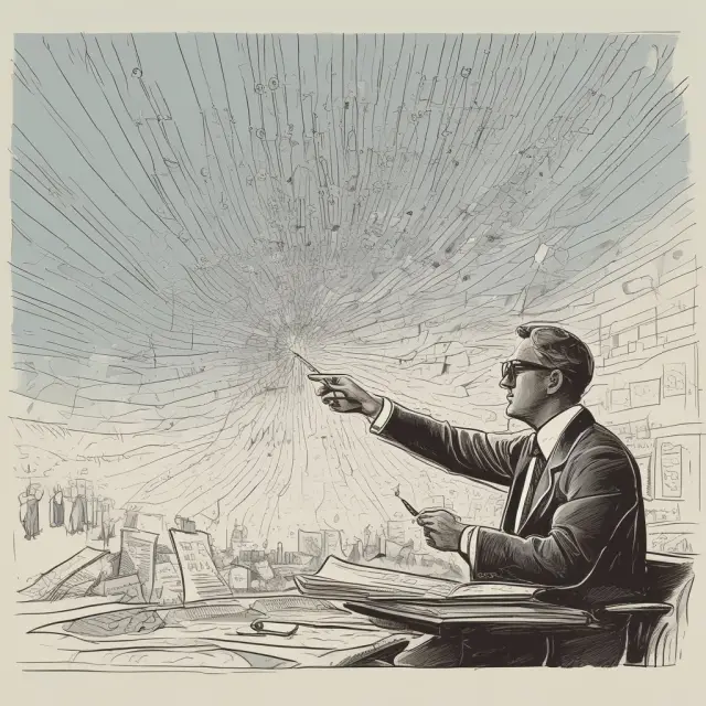 A portfolio manager depicted as a conductor leading a symphony of investments within an open-end fund.