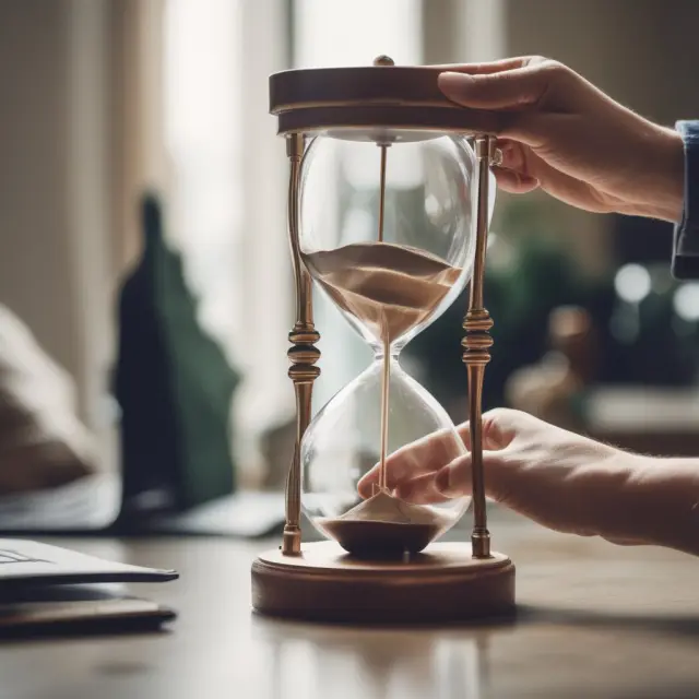An hourglass with flexible hands adjusting the flow of sand to represent control over asset value in an open-end lease