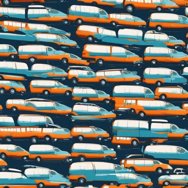 Image of a fleet of vans navigating through a dynamic seascape, symbolizing the adaptability and freedom offered by open-end leases
