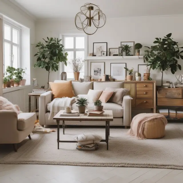 Cleaning and decorating a room to attract potential home buyers during an open house
