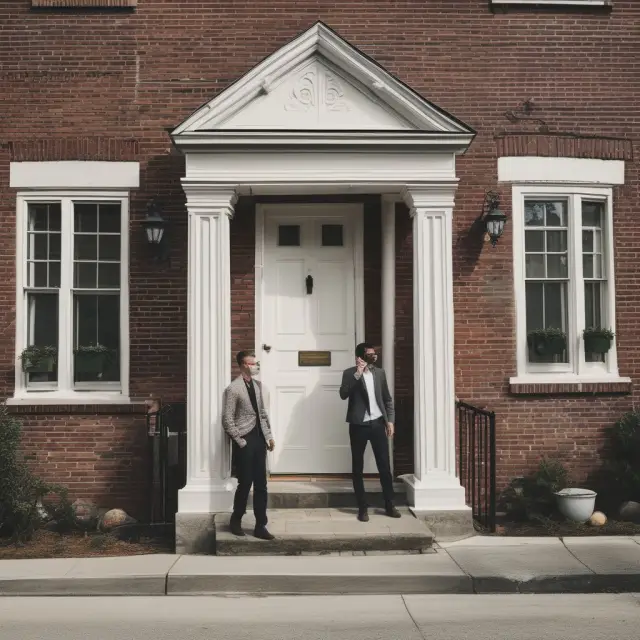 An open house scene with sellers balancing a scale between strangers, time investment, and privacy concerns
