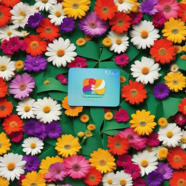 A vibrant garden with gift cards and prepaid cards as flowers, nurtured by the soil of Visa-Mastercard network
