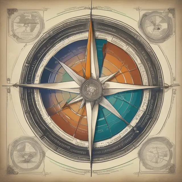 An ornate compass with regulatory gears pointing the way for institutional investors, navigating the complexities of open loop cards and their governing frameworks
