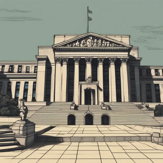 A central bank standing on a scale holds an open market rate balance, while performing open market operations to adjust the money supply in the economy