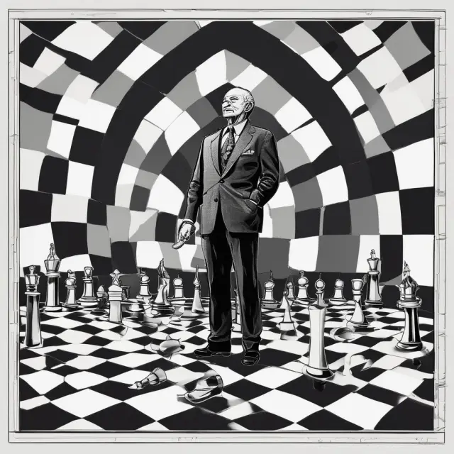 A Fed chairman figuratively controlling the economy with Open Market Operations (OMO) - selling government securities and adjusting reserve requirements.