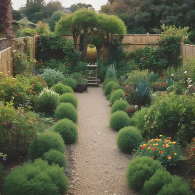A gardener diligently tends to a diverse array of plants, protected by stop-loss markers.