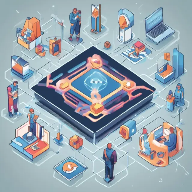 Open source developers working together on a blockchain network, symbolizing the collaboration between diverse stakeholders in finance and technology sectors