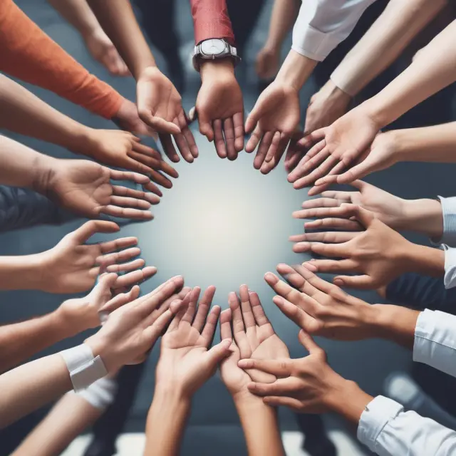 An image of hands coming together to form a community around an open source peer-to-peer insurance platform