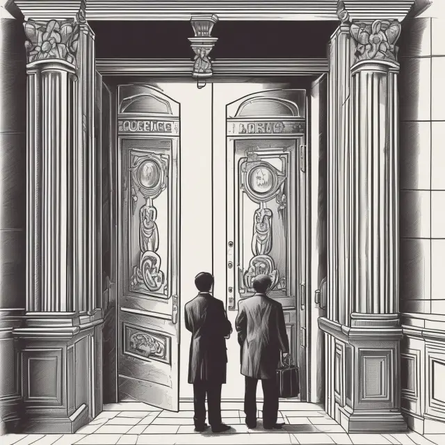 Open doors allow traders to enter and engage in stock exchange activities, representing the start of trading sessions