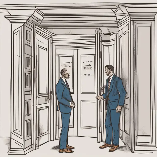 Two interconnected doors symbolizing market opening hours and open orders in trading