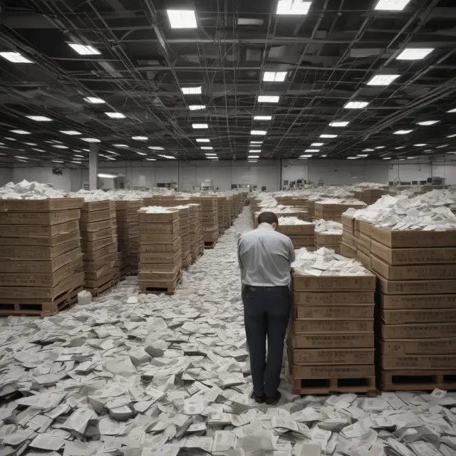 A bustling market floor filled with traders and their contracts; a growing storm of papers and documents symbolizes open interest shifting and evolving
