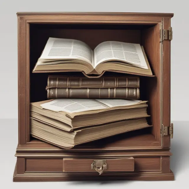 Comparison of open-end fund represented by an open book and closed-end fund symbolized by a sealed vault.