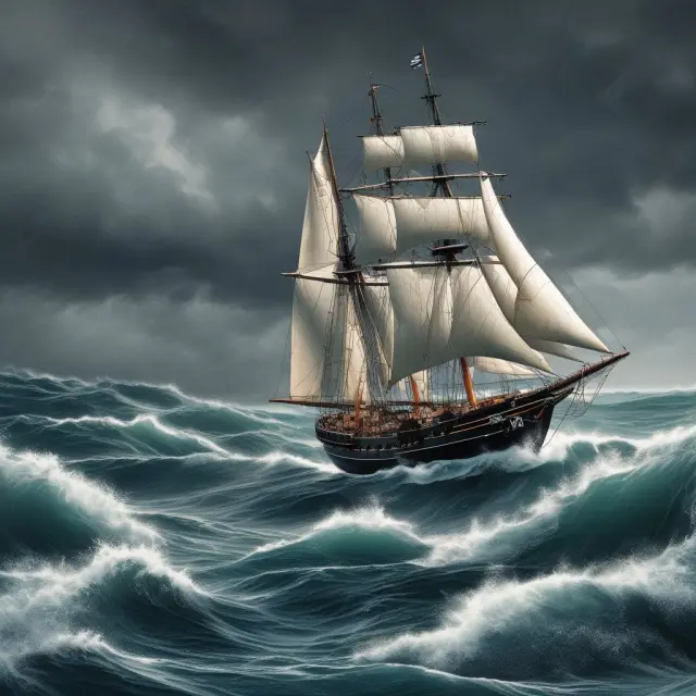Open-end fund navigating turbulent waters, symbolizing risks and challenges faced by open-end management companies in the investment landscape