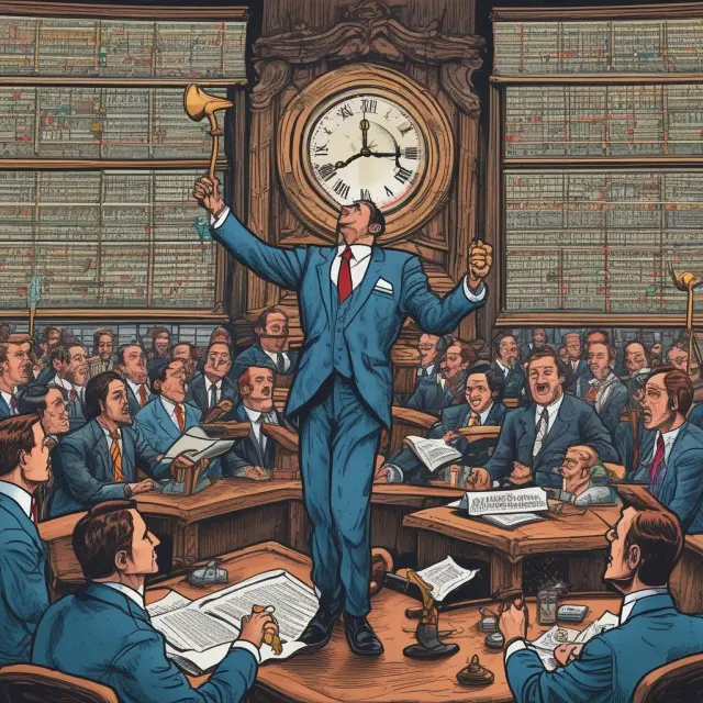 An auctioneer wielding a gavel taps on Nasdaq