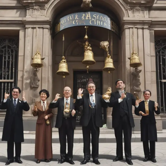 Image of various famous personalities ringing the opening bell at a stock exchange
