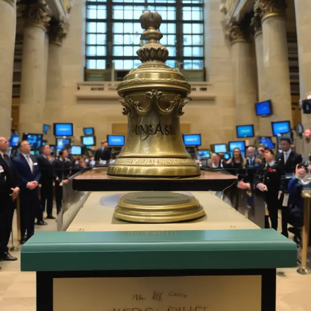 Brass bell from the NYSE and a virtual gavel from Nasdaq clashing, representing unique opening bell ceremonies