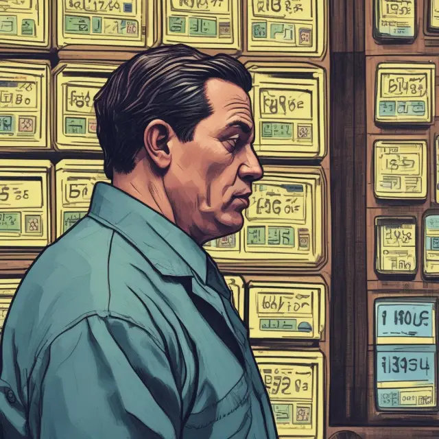 Day trader observes stock ticker during the critical moment of determining NASDAQ