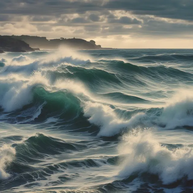 Waves crashing against a coastal cliff represent corporate news and after-hours trading influencing opening prices.
