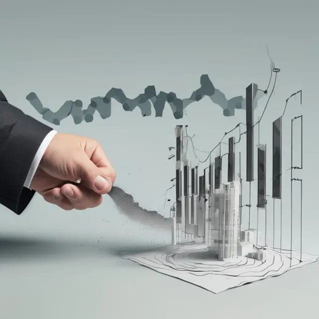 An open hand representing Open Interest pours knowledge into a glass, while a Trading Volume bar chart flows into the sea, symbolizing their interconnected roles in market analysis