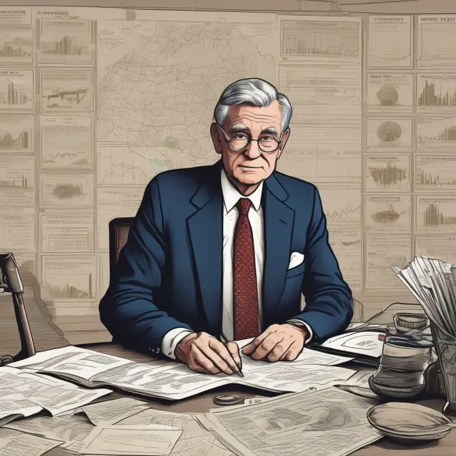 Fed Chairman with historical graphs depicting Open Market Operations during economic downturns and recoveries