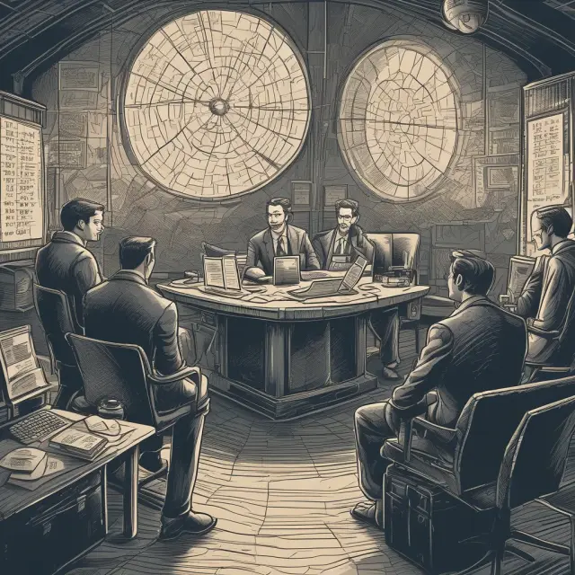 Insiders trading shares on a stock exchange, surrounded by regulatory documents and market indicators