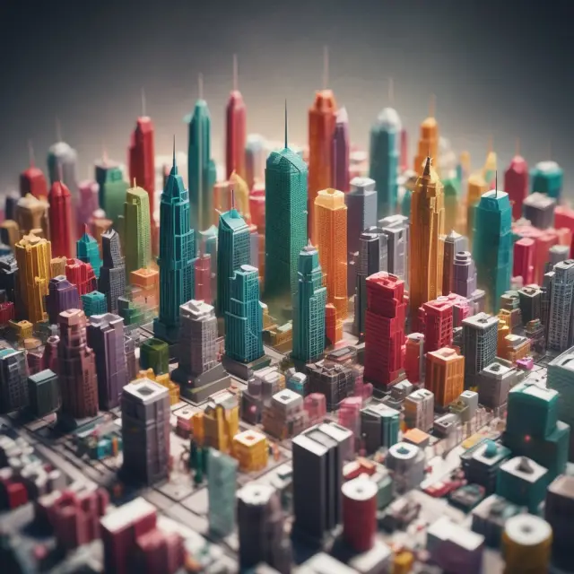 Visualization of Open Offers and Rights Issues as financial city towers with distinct marketing costs depicted through varying colored smoke.