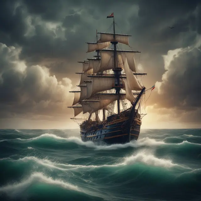 A ship with a negative profit margin sails through choppy waters as a castle representing ROE faces diminishing returns and a weakening current ratio