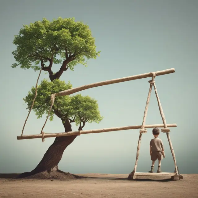 A seesaw illustrating gross profits and operating expenses. One side represents gross profits, while the other represents operating expenses. The equilibrium determines a company
