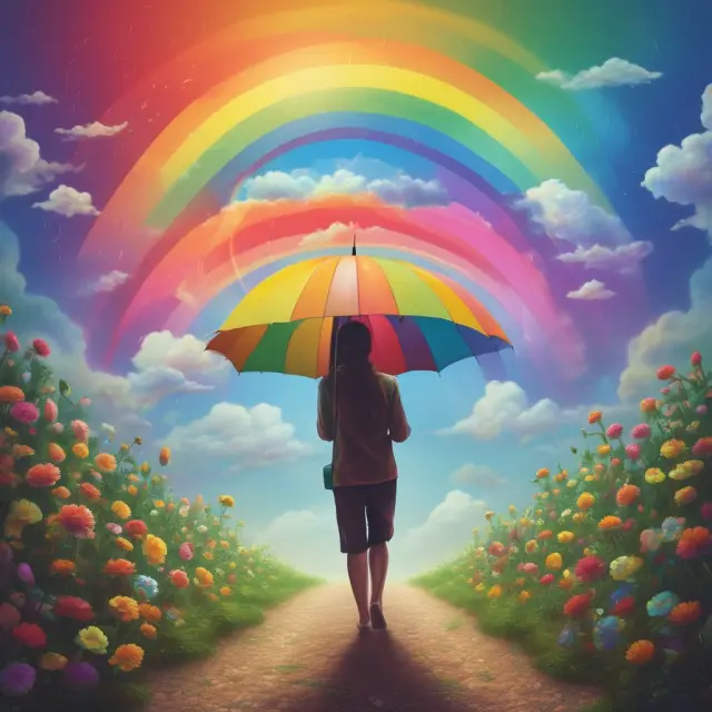 A garden with a radiant sun (operating revenue) and colorful umbrellas (non-operating revenue)