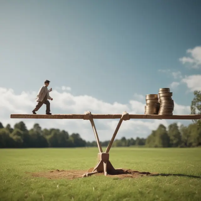 Seesaw illustrating Capital Expenditures (long-term investments) vs Operating Expenses (day-to-day operations), symbolizing a balanced business financial structure