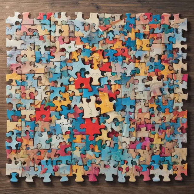 A jigsaw puzzle depicting various business expenses including rent, salaries, utilities, advertising, insurance, and supplies.