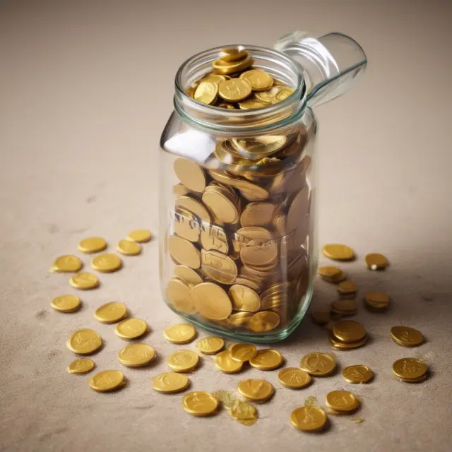 Gold coins representing gross profit pouring into a jar with operating expenses, depreciation, and amortization being subtracted to calculate operating profit