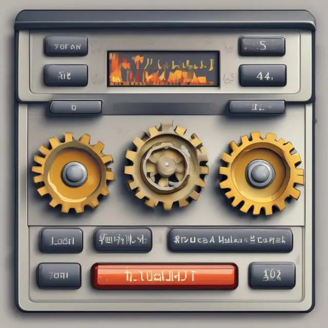 A calculator with gears showing the operating profit margin percentage being calculated on a precision scale