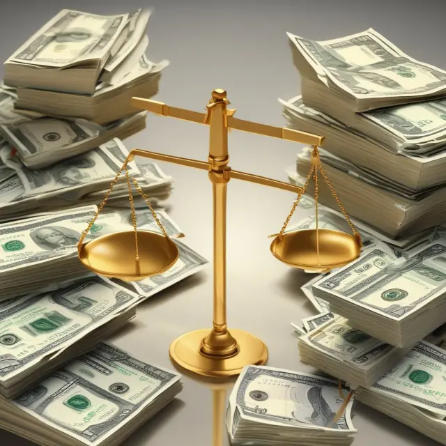A golden scale balanced between cash inflows (sales) and outflows (AR, AP, Depreciation).